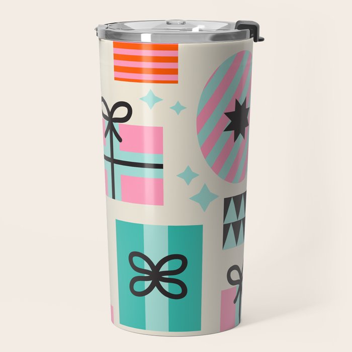 Retro Geometric Christmas gift Pattern 2 Travel Mug Gallery Image 2
