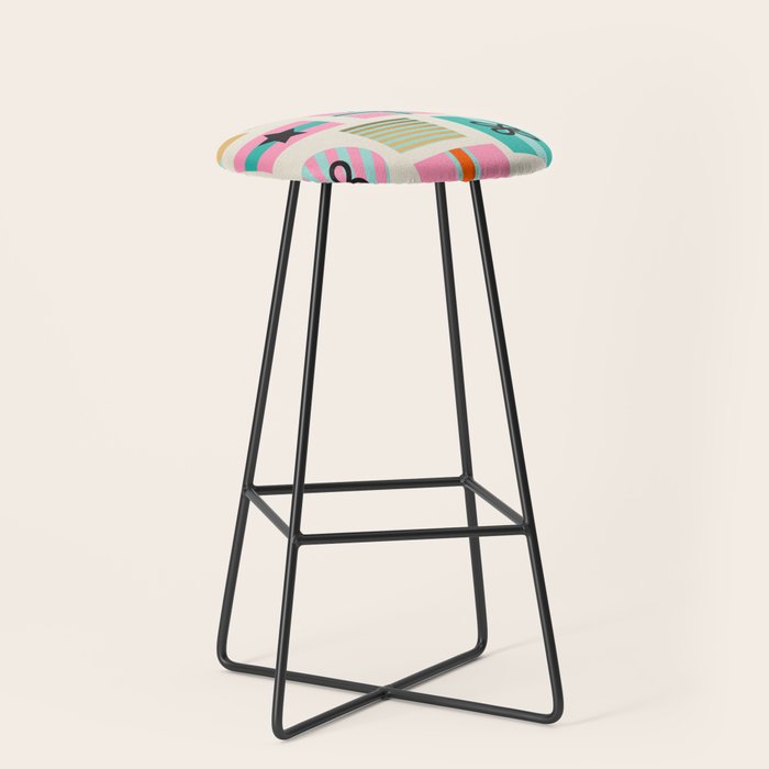 Retro Geometric Christmas gift Pattern 2 Stool Gallery Image 1