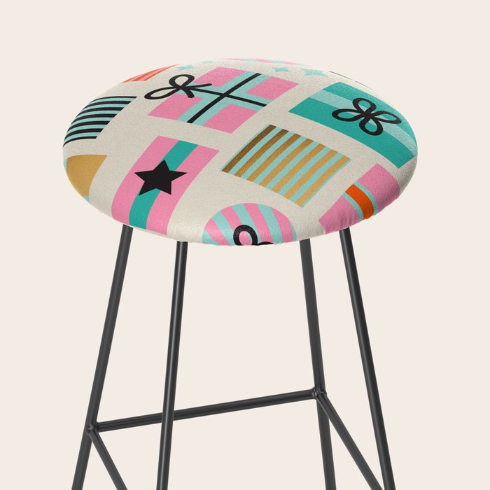 Retro Geometric Christmas gift Pattern 2 Stool Gallery Image 2