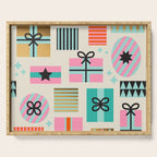 Retro Geometric Christmas gift Pattern 2 Serving Tray Gallery Image 1