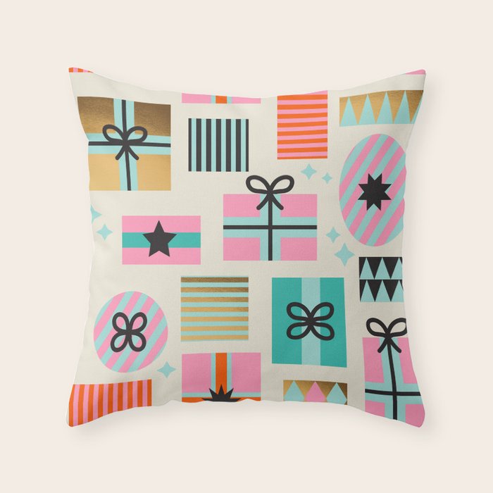 Retro Geometric Christmas gift Pattern 2 Throw Pillow Gallery Image 6