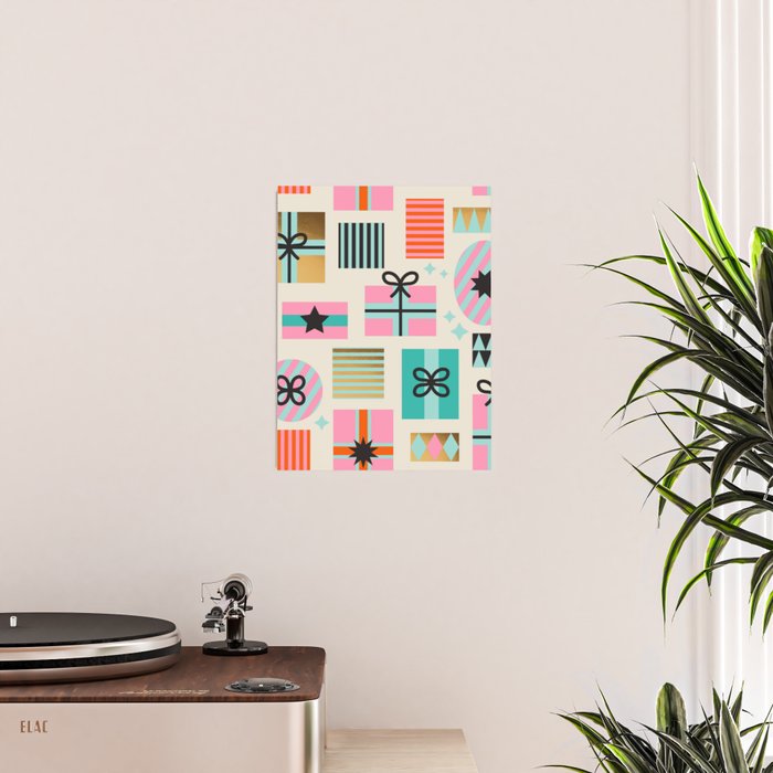 Retro Geometric Christmas gift Pattern 2 Poster Gallery Image 2