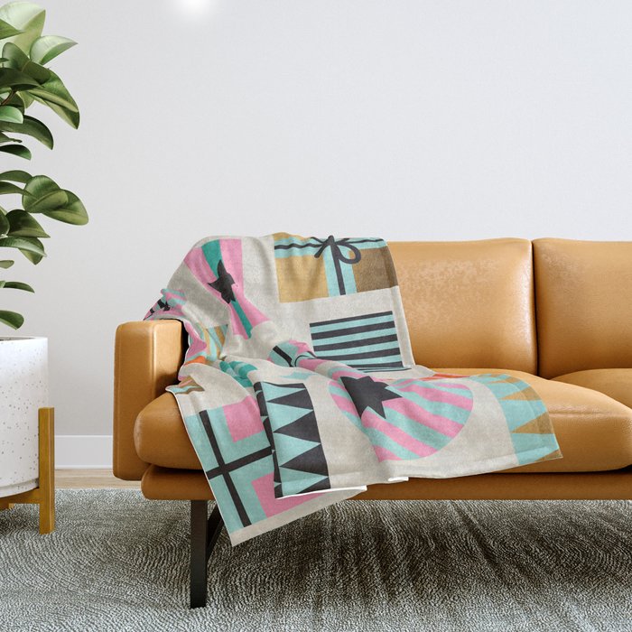 Retro Geometric Christmas gift Pattern 2 Throw Blanket Gallery Image 1