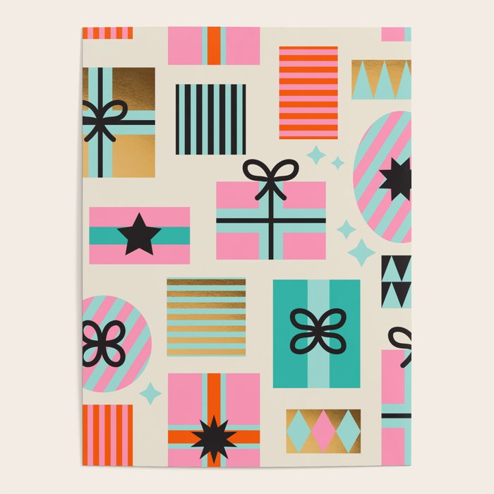 Retro Geometric Christmas gift Pattern 2 Poster Gallery Image 1