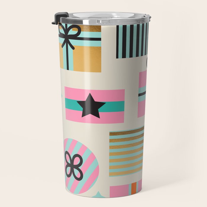Retro Geometric Christmas gift Pattern 2 Travel Mug Gallery Image 3