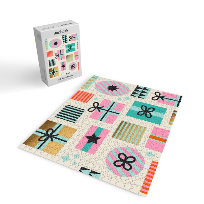 Retro Geometric Christmas gift Pattern 2 Jigsaw Puzzle Gallery Image 2