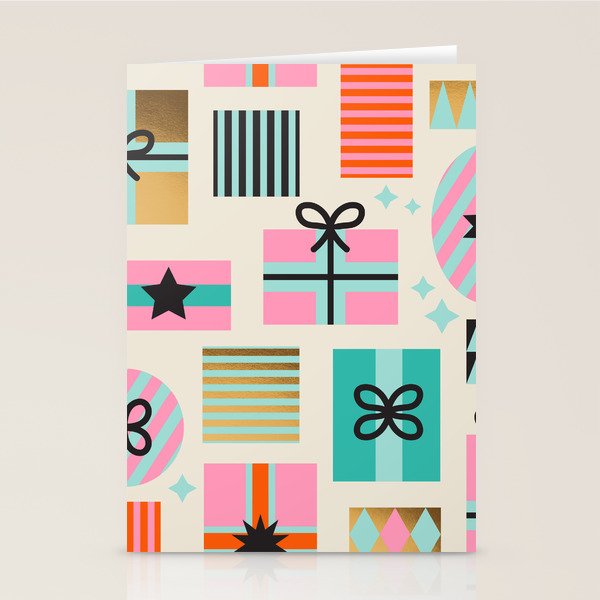 Retro Geometric Christmas gift Pattern 2 Stationery Card Gallery Image 1