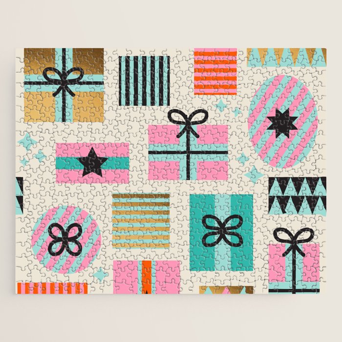 Retro Geometric Christmas gift Pattern 2 Jigsaw Puzzle Gallery Image 1