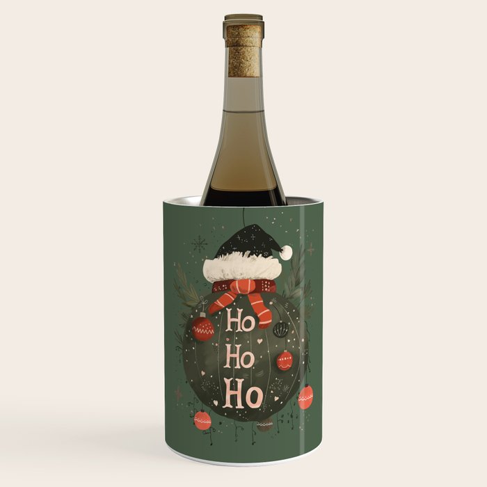 Festive Ho Ho Ho Bauble Green  Wine Chiller Gallery Image 1