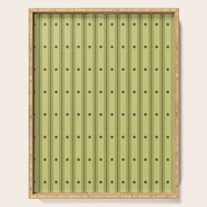 Stripes With Lines and Dots pattern sage and green Serving Tray Gallery Image 1