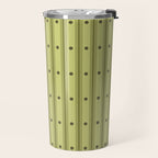 Stripes With Lines and Dots pattern sage and green Travel Mug Gallery Image 2