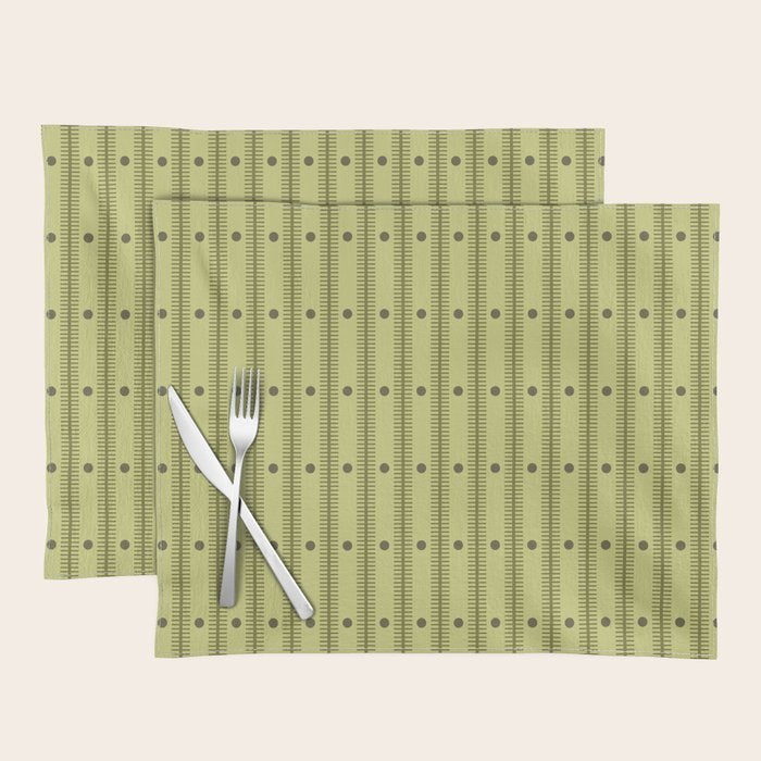 Stripes With Lines and Dots pattern sage and green Placemat Gallery Image 1