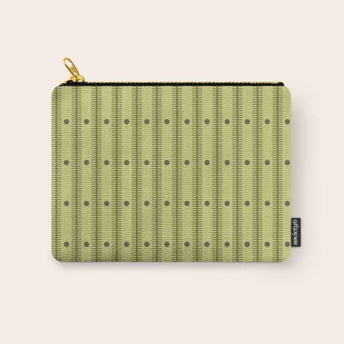 Stripes With Lines and Dots pattern sage and green Carry All Pouch Gallery Image 1