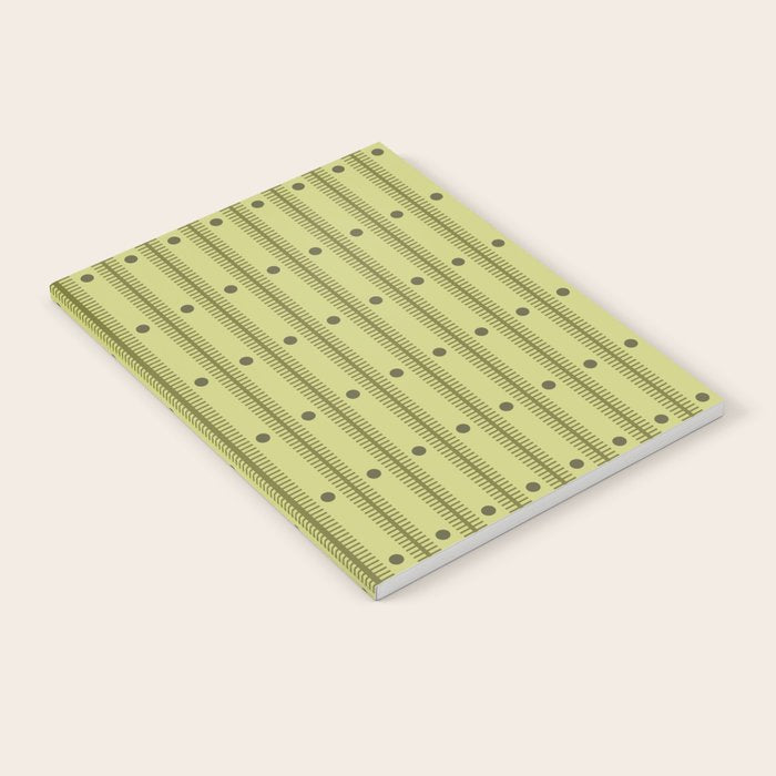 Stripes With Lines and Dots pattern sage and green Notebook Gallery Image 1
