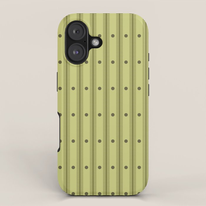 Stripes With Lines and Dots pattern sage and green iPhone Case Gallery Image 1