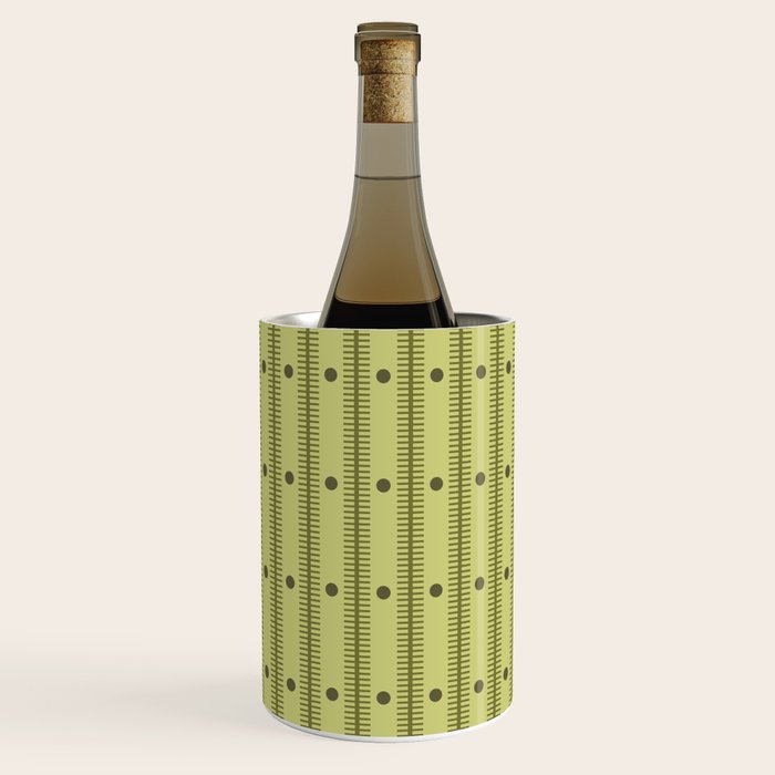Stripes With Lines and Dots pattern sage and green Wine Chiller Gallery Image 2