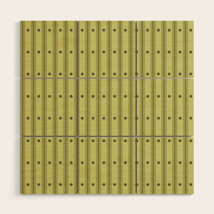 Stripes With Lines and Dots pattern sage and green Wood Wall Art Gallery Image 1