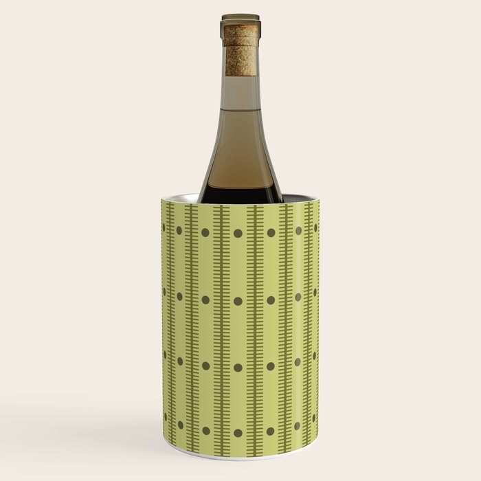 Stripes With Lines and Dots pattern sage and green Wine Chiller Gallery Image 3