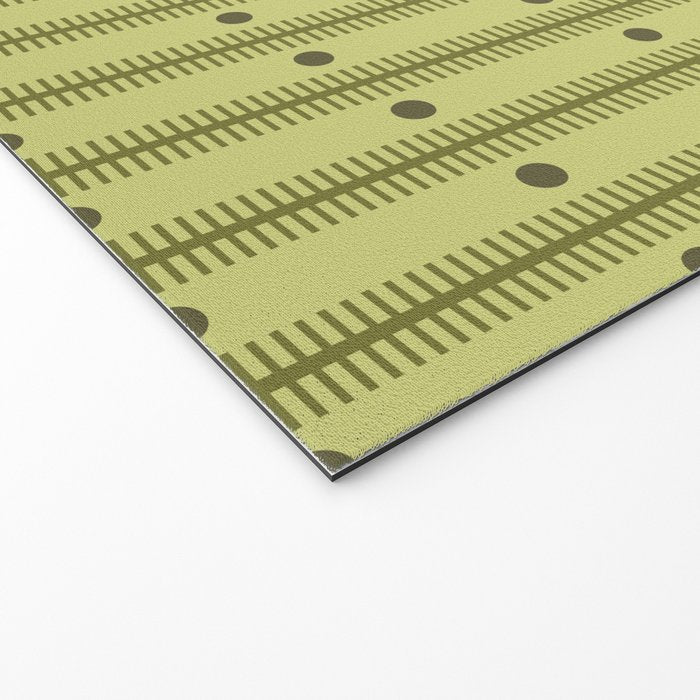 Stripes With Lines and Dots pattern sage and green Welcome Mat Gallery Image 2