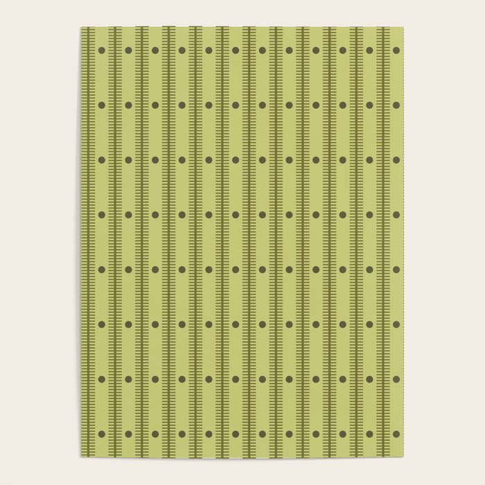 Stripes With Lines and Dots pattern sage and green Poster Gallery Image 1