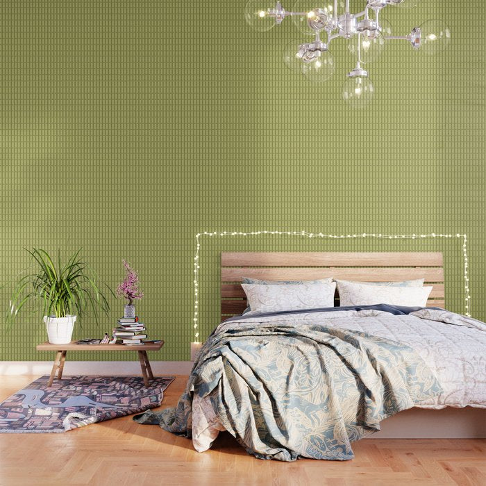Stripes With Lines and Dots pattern sage and green Wallpaper Gallery Image 1
