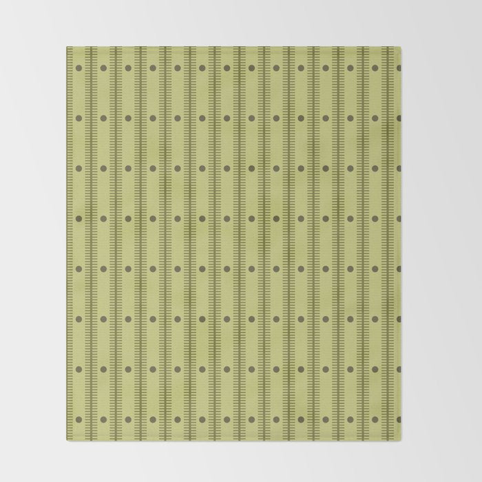 Stripes With Lines and Dots pattern sage and green Throw Blanket Gallery Image 2