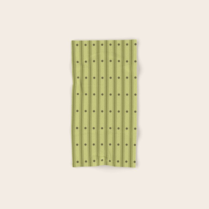 Stripes With Lines and Dots pattern sage and green Bath Towel Gallery Image 1