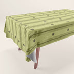 Stripes With Lines and Dots pattern sage and green Tablecloth Gallery Image 1