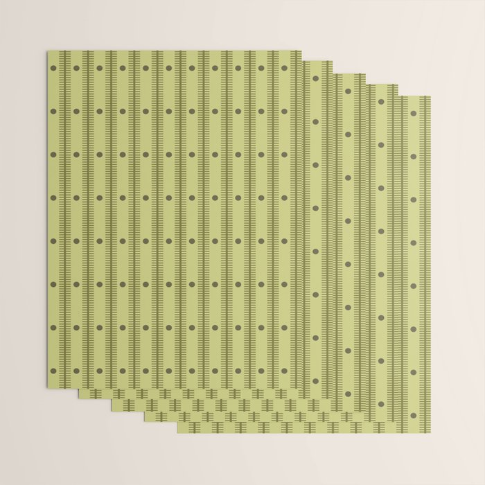 Stripes With Lines and Dots pattern sage and green Wrapping Paper Gallery Image 3