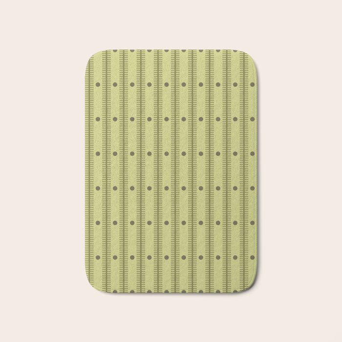 Stripes With Lines and Dots pattern sage and green Bath Mat Gallery Image 1