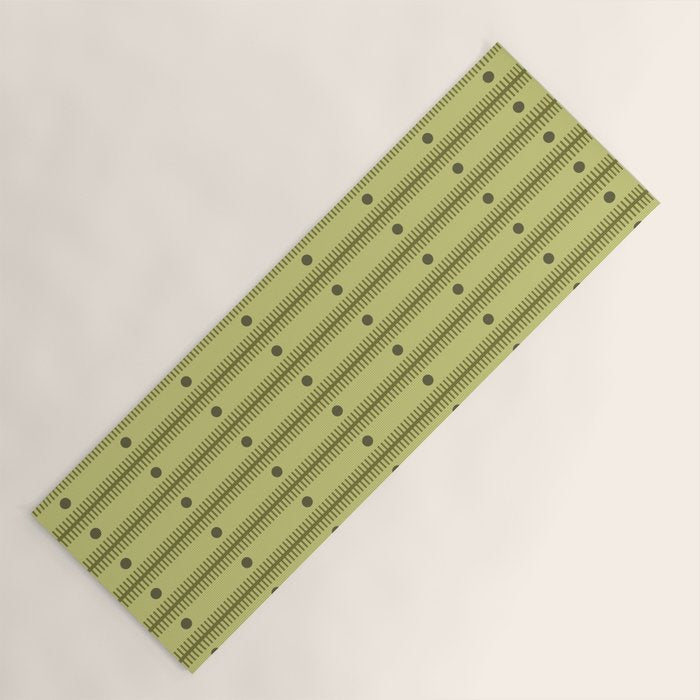 Stripes With Lines and Dots pattern sage and green Yoga Mat Gallery Image 1