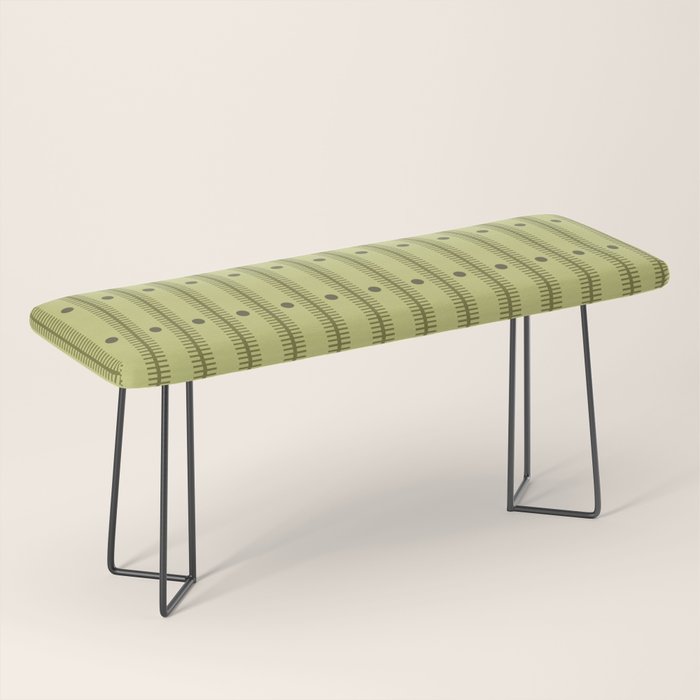Stripes With Lines and Dots pattern sage and green Bench Gallery Image 1