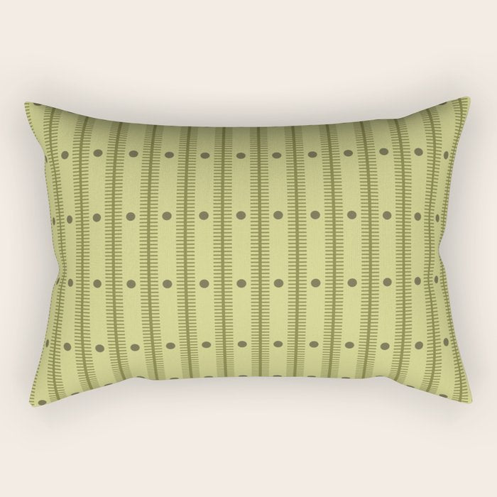 Stripes With Lines and Dots pattern sage and green Rectangular Pillow Gallery Image 1