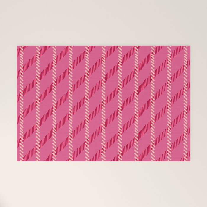 Playful Pink Plaid Welcome Mat Gallery Image 1