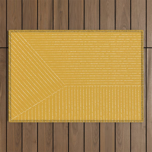 Lines (Mustard Yellow) Outdoor Rug Gallery Image 1