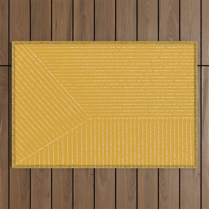 Lines (Mustard Yellow) Outdoor Rug Gallery Image 1