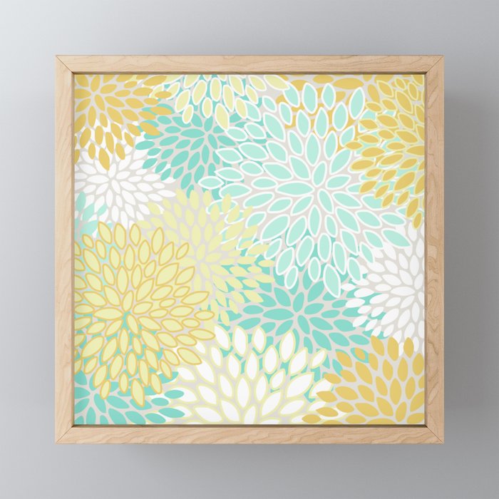 Floral Prints, Mint Green and Yellow, Modern Print Art Mini Art Print Gallery Image 1