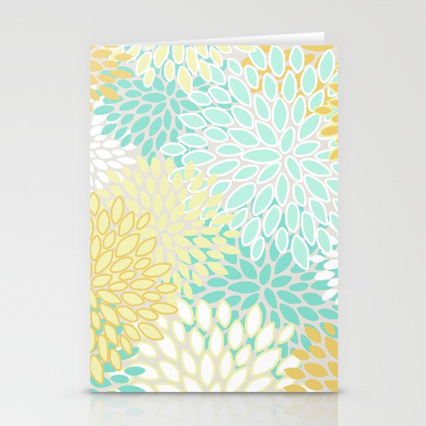 Floral Prints, Mint Green and Yellow, Modern Print Art Stationery Card Gallery Image 2