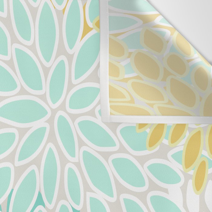 Floral Prints, Mint Green and Yellow, Modern Print Art Wall Tapestry Gallery Image 3