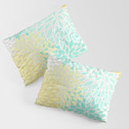Floral Prints, Mint Green and Yellow, Modern Print Art Pillow Sham Gallery Image 3
