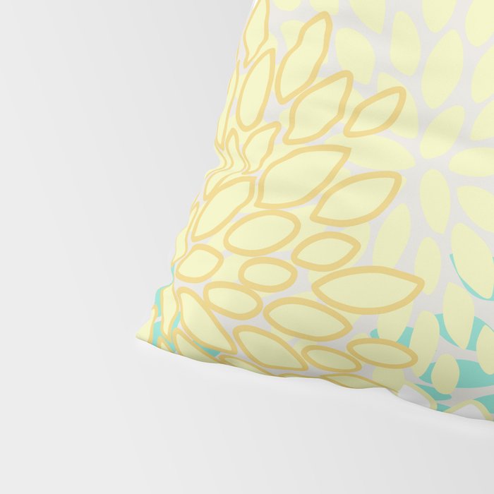 Floral Prints, Mint Green and Yellow, Modern Print Art Pillow Sham Gallery Image 4