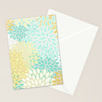 Floral Prints, Mint Green and Yellow, Modern Print Art Stationery Card Gallery Image 2