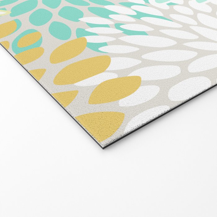 Floral Prints, Mint Green and Yellow, Modern Print Art Welcome Mat Gallery Image 2
