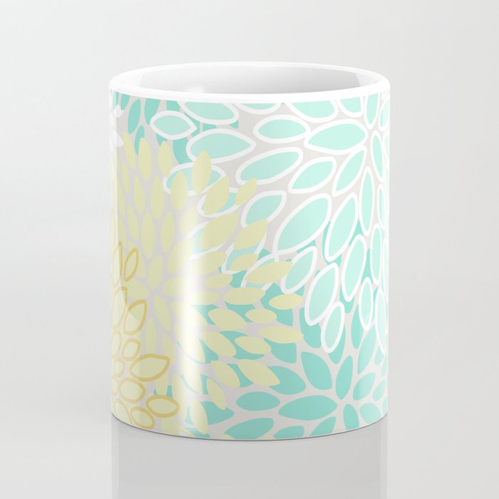 Floral Prints, Mint Green and Yellow, Modern Print Art Coffee Mug Gallery Image 4