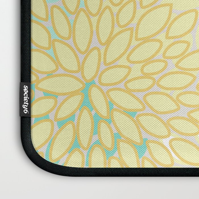 Floral Prints, Mint Green and Yellow, Modern Print Art Laptop Sleeve Gallery Image 3