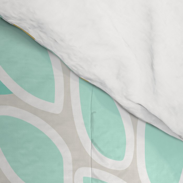 Floral Prints, Mint Green and Yellow, Modern Print Art Comforter Gallery Image 4