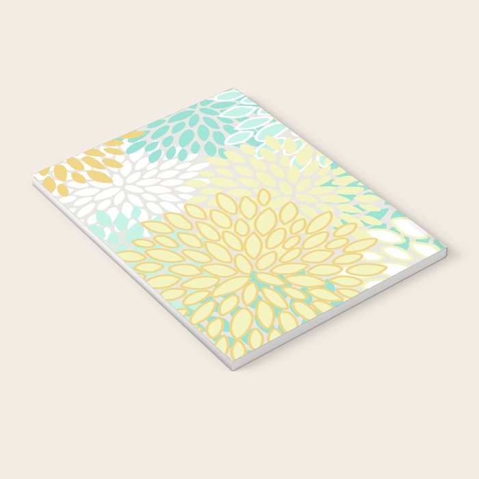 Floral Prints, Mint Green and Yellow, Modern Print Art Notebook Gallery Image 3