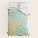 Floral Prints, Mint Green and Yellow, Modern Print Art Comforter Gallery Image 6
