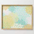 Floral Prints, Mint Green and Yellow, Modern Print Art Serving Tray Gallery Image 1