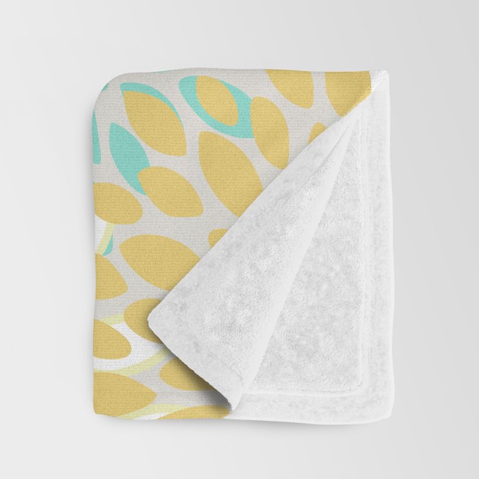 Floral Prints, Mint Green and Yellow, Modern Print Art Throw Blanket Gallery Image 3